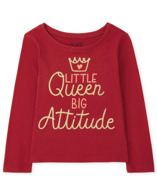 Baby and Toddler Girls Long Sleeve Queen Attitude Graphic Tee