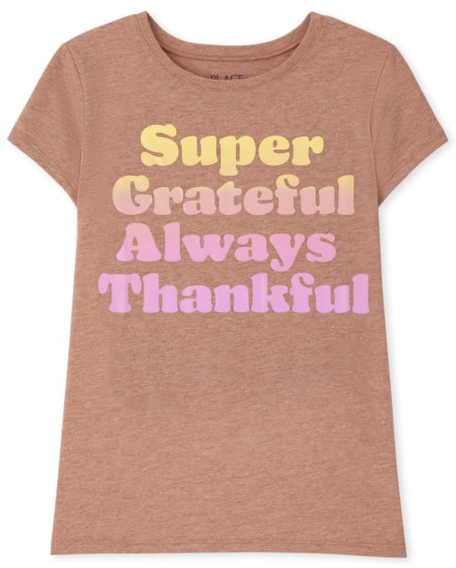 Girls Short Sleeve Thankful Graphic Tee The Children S Place S D Clay