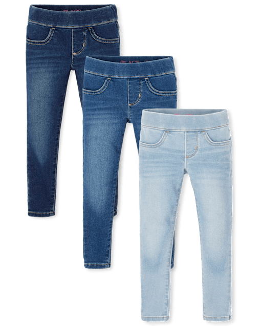 Girls Knit Denim Pull On Jeggings 3-Pack