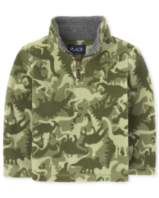Toddler Boys Dino Camo Glacier Fleece Half Zip Pullover