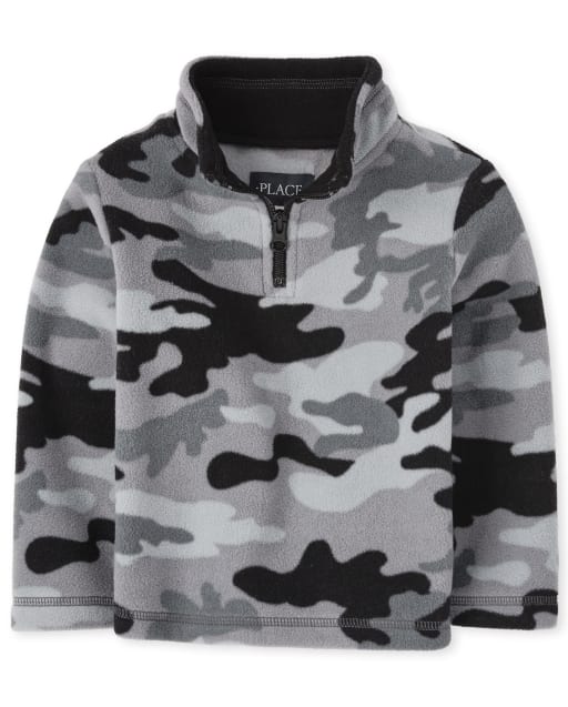 Pull camouflage en polaire à demi-fermeture éclair pour tout-petit garçon