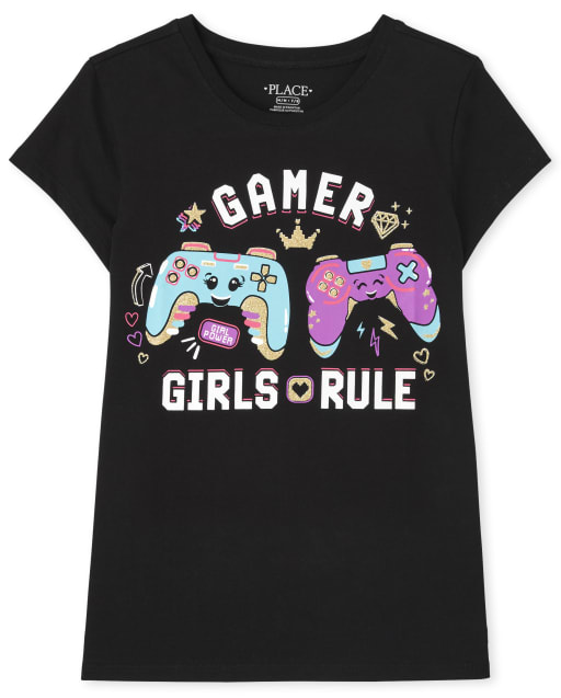 Camiseta estampada Gamer Girls de manga corta para niñas