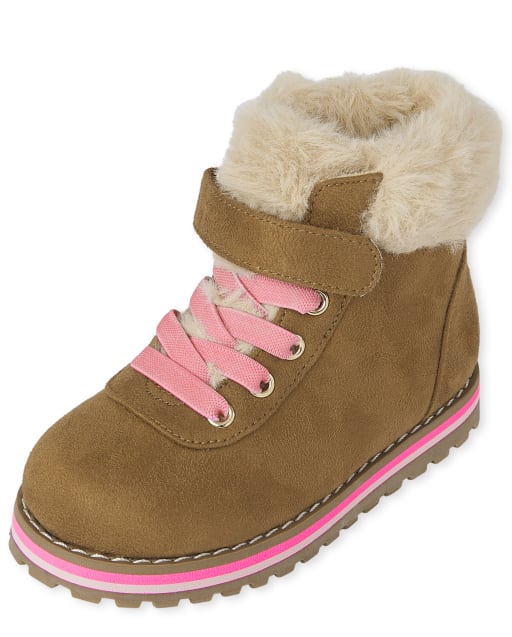 Botines con cordones de piel sintética para niñas pequeñas