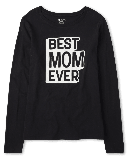 Womens Matching Family Long Sleeve 'Best Mom Ever' Graphic Tee