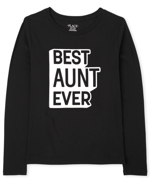 Womens Matching Family Long Sleeve 'Best Aunt Ever' Graphic Tee
