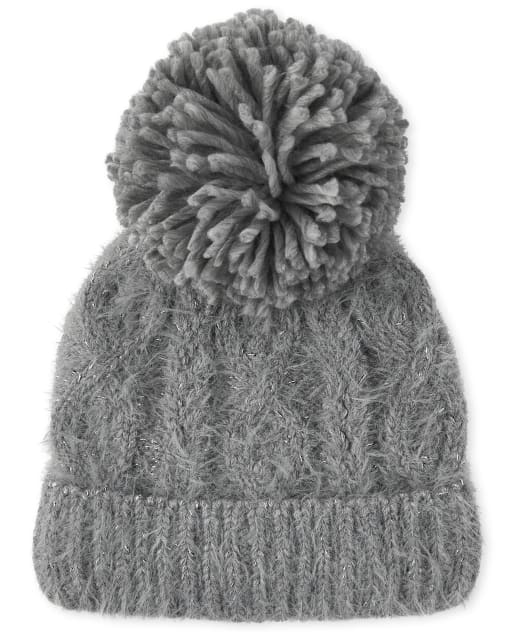 Girls Cable Knit Pom Pom Hat