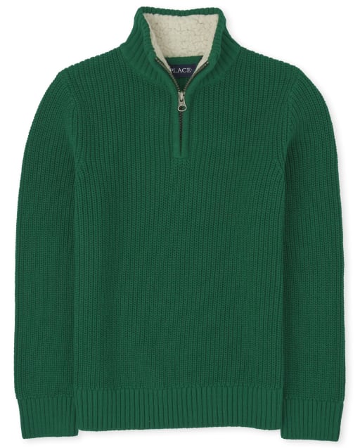 Boys Sherpa Half Zip Mock Neck Sweater