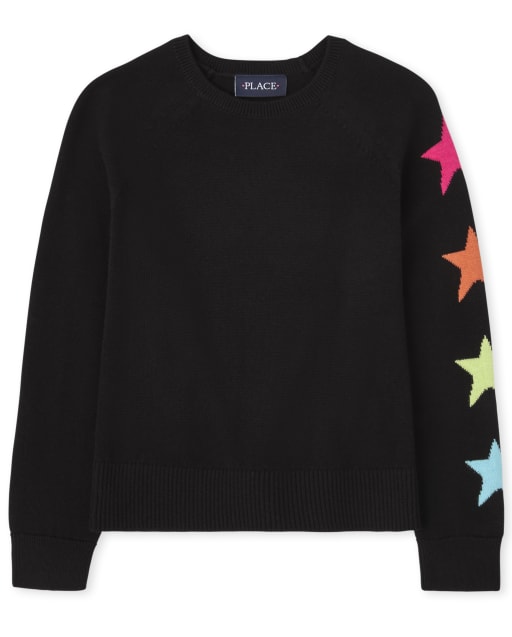 Pull étoile arc-en-ciel pour fille