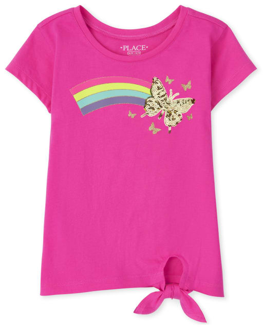 Girls Graphic Side Tie Top