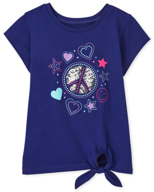 Girls Graphic Side Tie Top