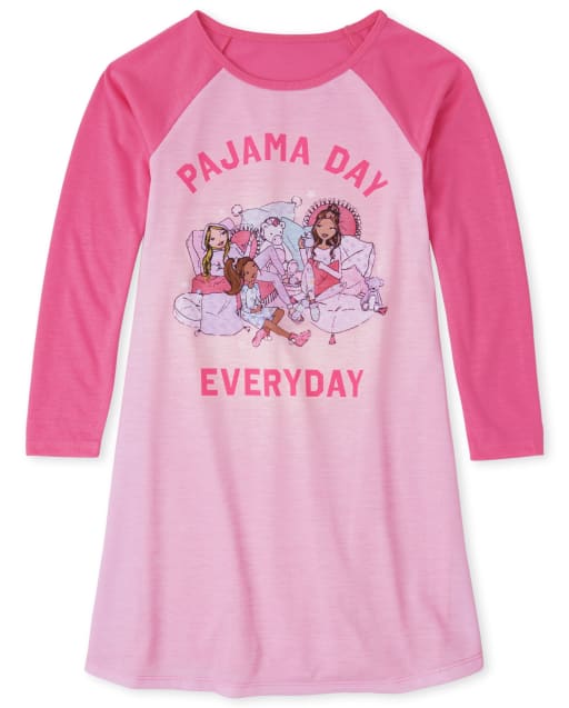 Girls Long Sleeve 'Pajama Day Everyday' Nightgown