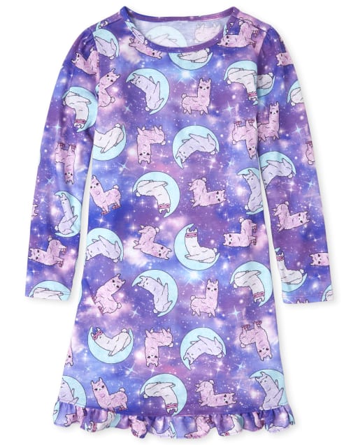 Nuisette Manches Longues Pour Fille 4-12 Ans - Tissu Doux Polyester/élasthanne, Motifs Mignons, Nuit Confortable