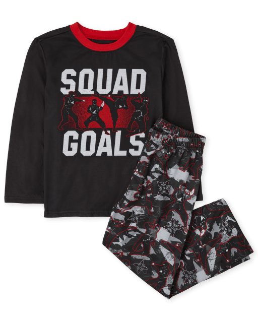 Boys Long Sleeve 'Squad Goals' Ninja Pajamas