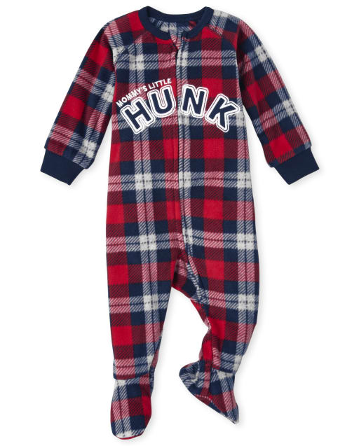 Baby And Toddler Boys Plaid Fleece One Piece Pajamas