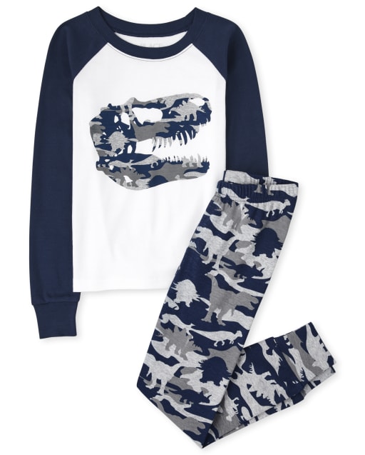 Boys Camo Dino Snug Fit Cotton Pajamas