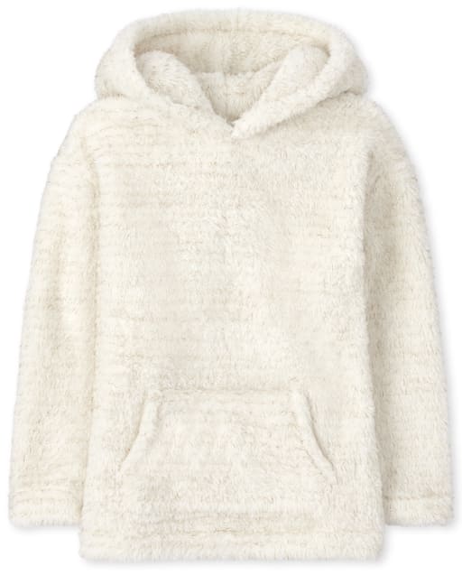 Sweat à capuche en sherpa pailleté pour fille