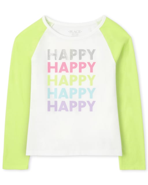 Girls Rainbow Raglan Top