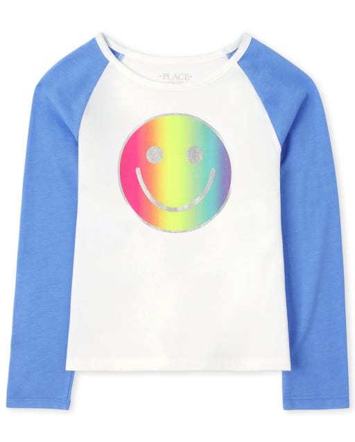 Haut raglan arc-en-ciel pour fille