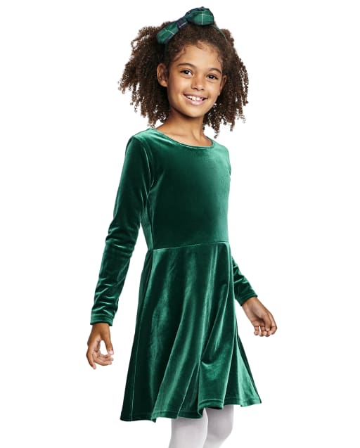 Girls Velour Cut Out Everyday Dress
