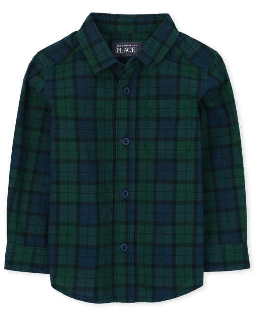 Baby And Toddler Boys Plaid Poplin Button Up Shirt