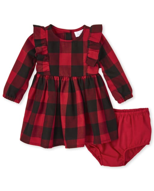 Robe assortie à volants à carreaux Buffalo pour bébé fille