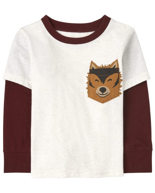Camiseta 2 en 1 de lobo para bebés y niños pequeños