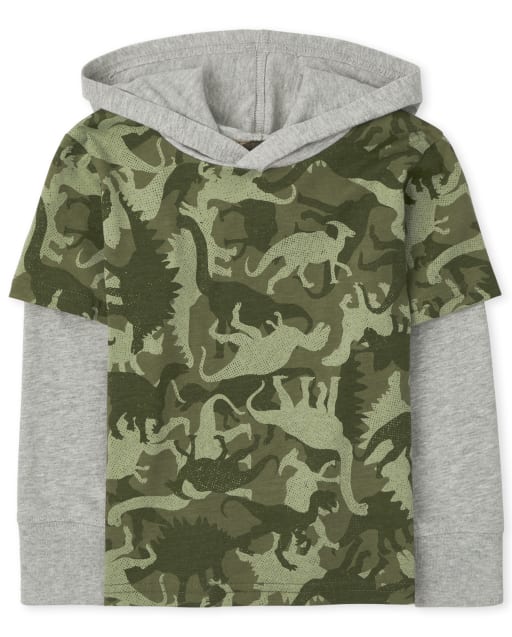 Baby And Toddler Boys Long Sleeve Dino 2 In 1 Hoodie Top