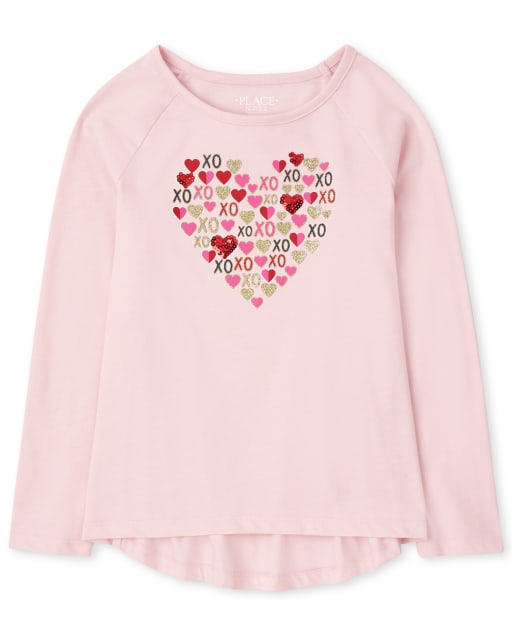 Top de corazón de lentejuelas para niñas