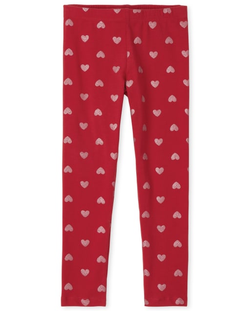 Girls Glitter Heart Leggings