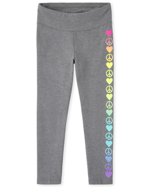 Girls Rainbow Heart Hi-Rise Leggings