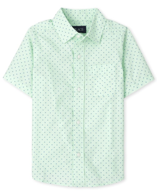 Boys Print Poplin Button Up Shirt