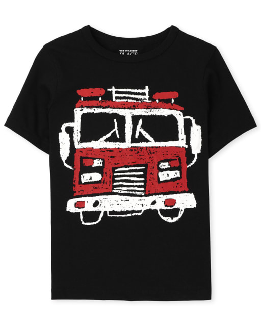 Baby And Toddler Boys Short Sleeve Fire Truck Graphic Tee