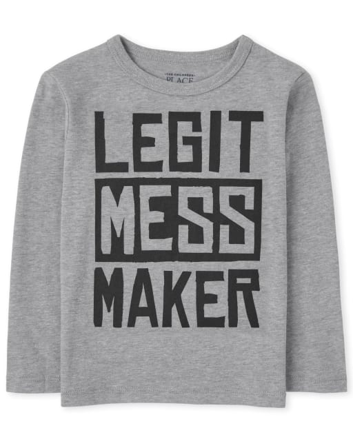 Baby And Toddler Boys Long Sleeve Mess Maker Graphic Tee