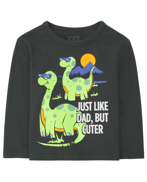 Baby And Toddler Boys Long Sleeve Dino Dad Graphic Tee