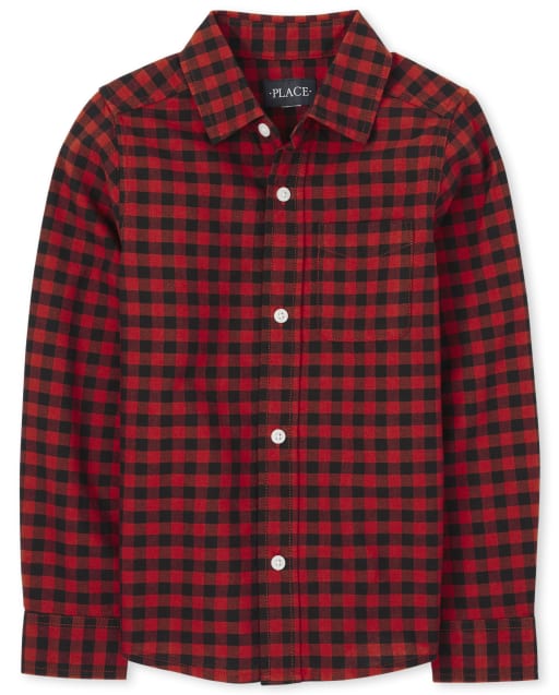 Chemise boutonnée Oxford à carreaux Buffalo assortie pour garçons