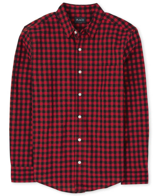 Mens Matching Family Buffalo Plaid Oxford Button Up Shirt