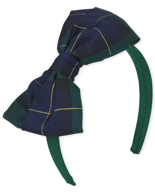 Girls Sequin Plaid Bow Velour Headband