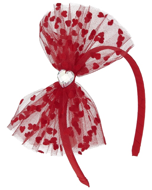 Girls Heart Bow Headband