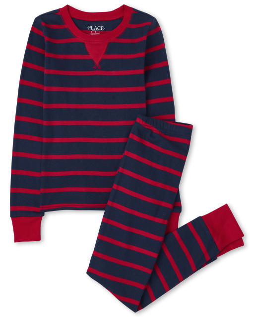 Kids Striped Snug Fit Cotton Pajamas