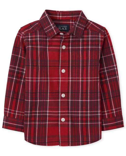 Baby And Toddler Boys Tartan Poplin Button Up Shirt