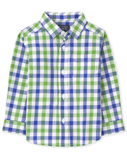 Baby And Toddler Boys Long Sleeve Plaid Poplin Button Down Shirt
