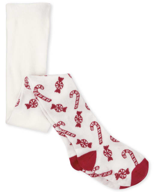 Toddler Girls Candy Cane Tights
