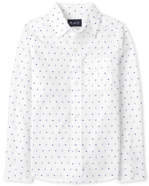 Boys Star Poplin Button Up Shirt