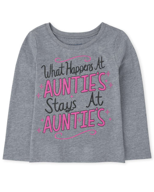 Baby And Toddler Girls Long Sleeve Auntie Graphic Tee