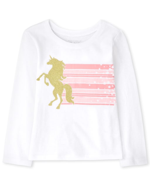 Camiseta con gráfico de unicornio para niñas pequeñas