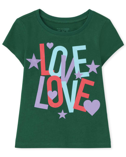 Camiseta con estampado de amor para bebés y niñas pequeñas