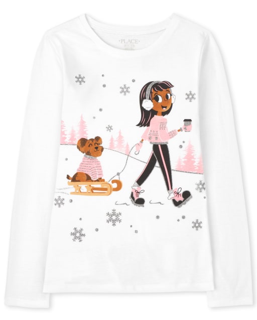 T-shirt graphique Winter Girl pour filles