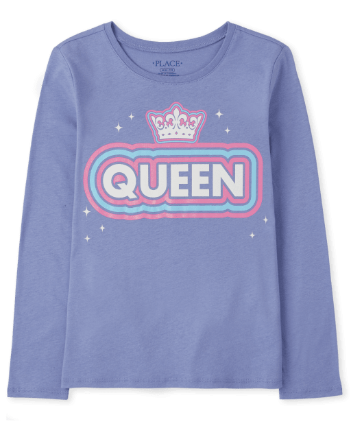 Girls Long Sleeve Queen Graphic Tee