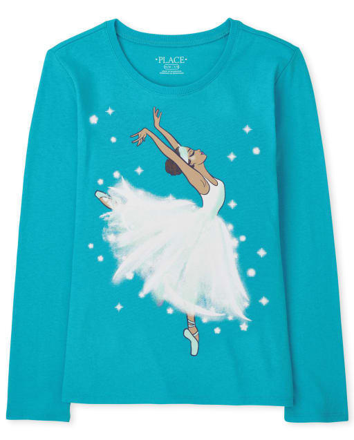 Camiseta gráfica de bailarina para niñas