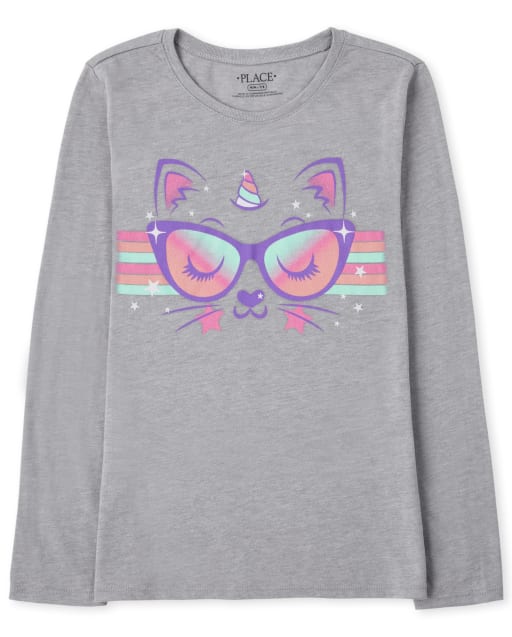 Girls Cat Graphic Tee